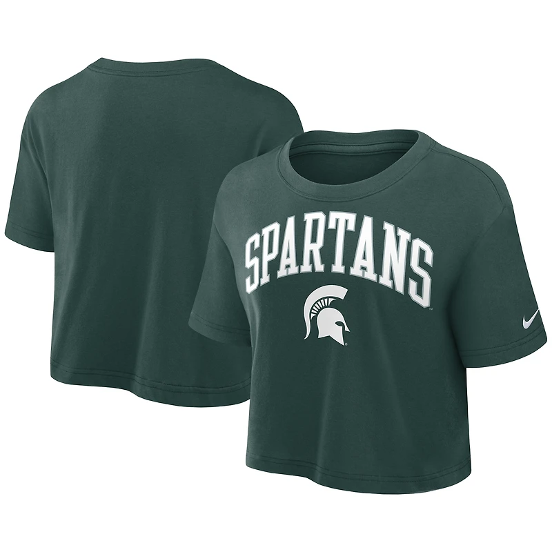 T-shirt court Nike Michigan State Spartans Athletic Prep Arch Dri-FIT vert pour femme