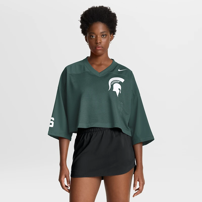 Maillot court Nike vert Michigan State Spartans en maille Dri-FIT pour femme