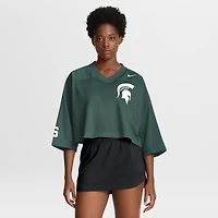 Women's Nike Green Michigan State Spartans Cropped Mesh Dri-FIT Fashion Jersey