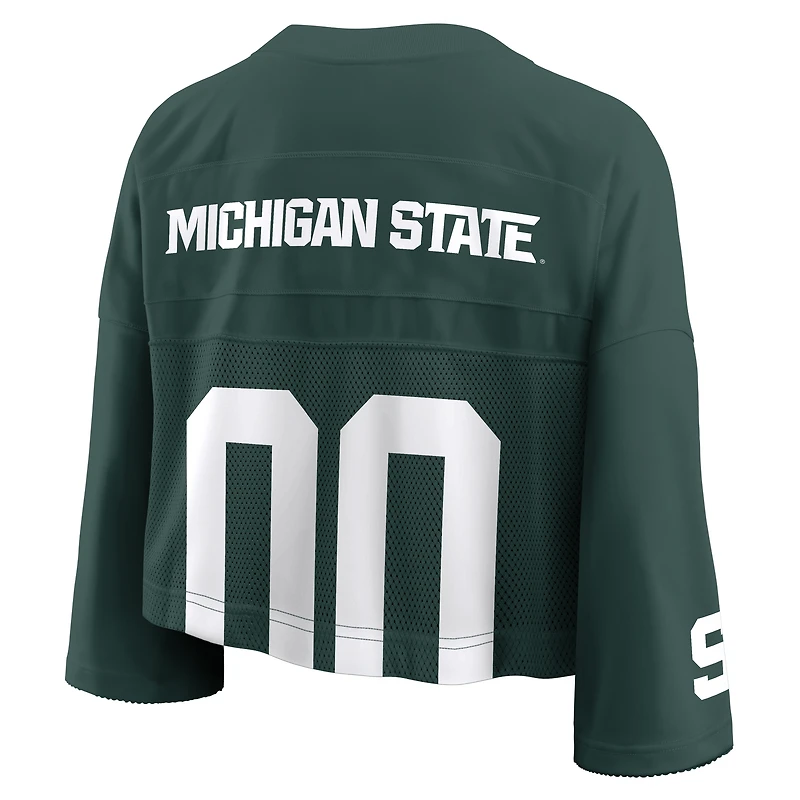 Women's Nike Green Michigan State Spartans Cropped Mesh Dri-FIT Fashion Jersey