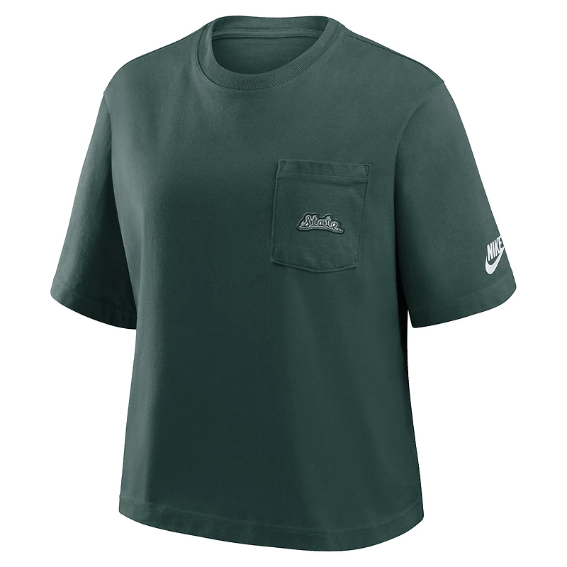 Women's Nike Green Michigan State Spartans Legacy Pocket Boxy T-Shirt