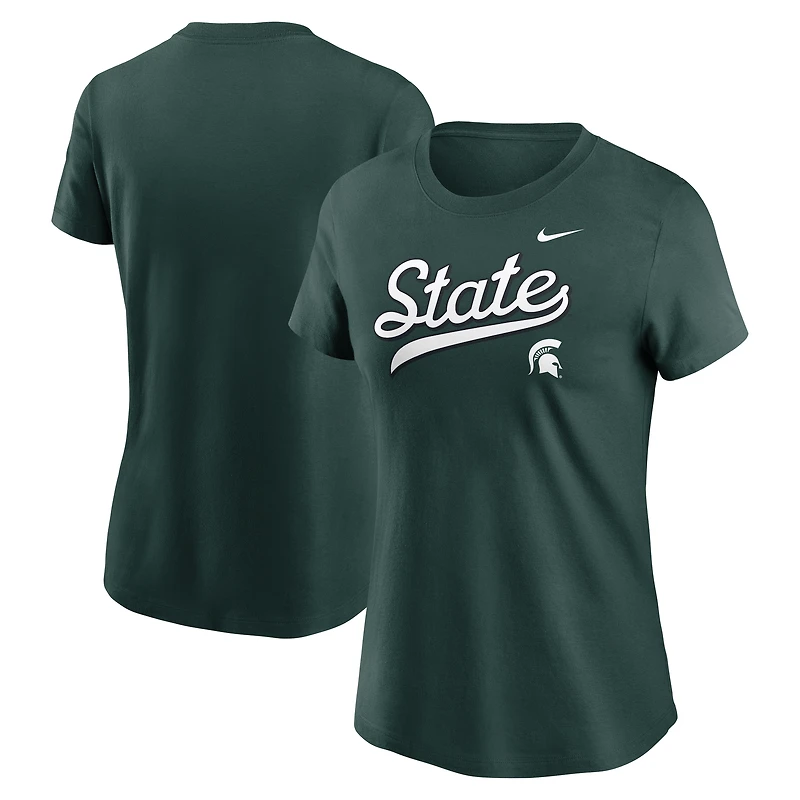T-shirt Nike vert Michigan State Spartans Local Script pour femme
