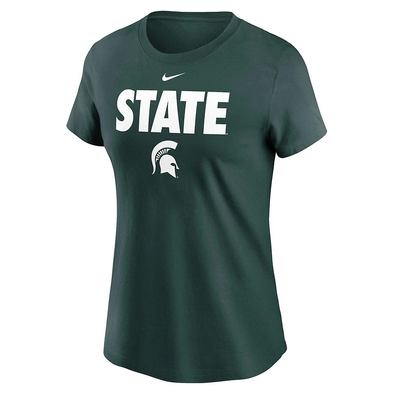T-shirt vert Nike Michigan State Spartans Local Ultimate Chant pour femme