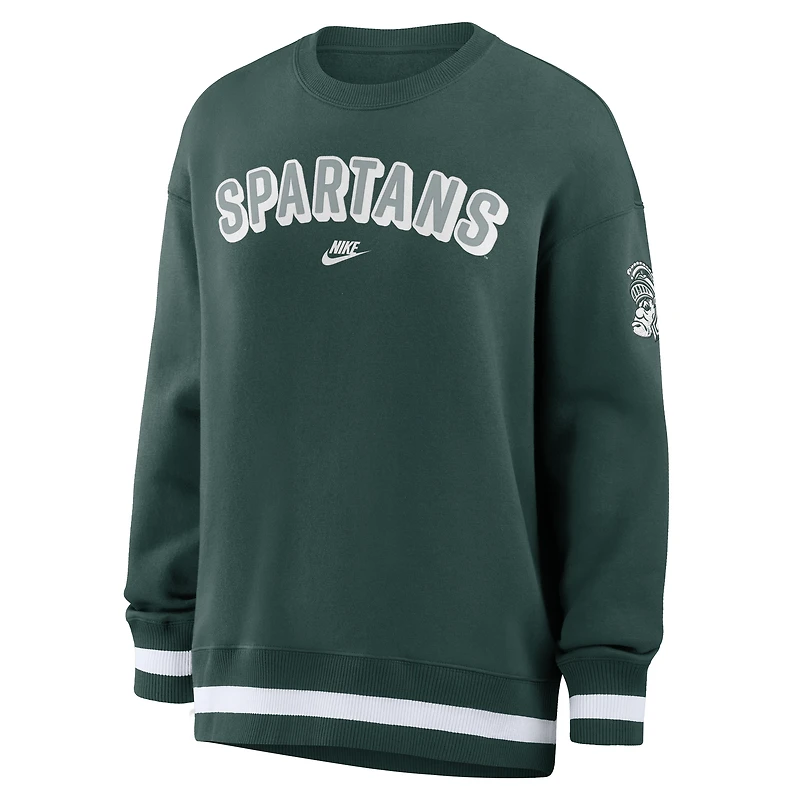 Women's Nike Green Michigan State Spartans Oversized Legacy Phoenix Sweatshirt