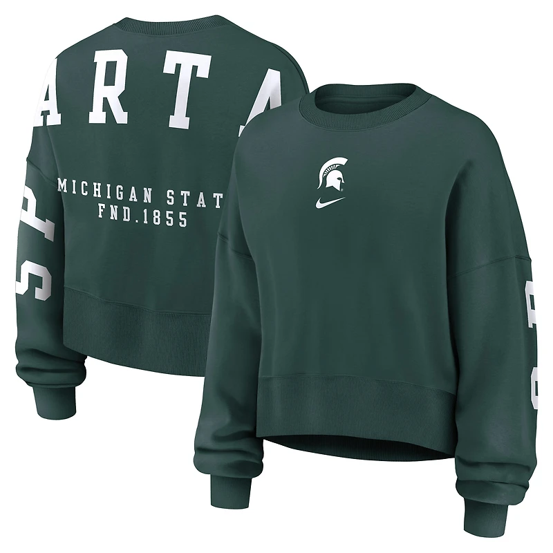 Women's Nike Tan Michigan State Spartans Oversized Phoenix Pullover Sweatshirt