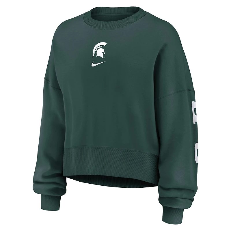 Women's Nike Tan Michigan State Spartans Oversized Phoenix Pullover Sweatshirt