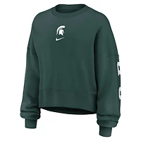 Women's Nike Tan Michigan State Spartans Oversized Phoenix Pullover Sweatshirt