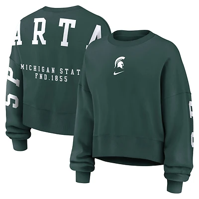 Women's Nike Tan Michigan State Spartans Oversized Phoenix Pullover Sweatshirt