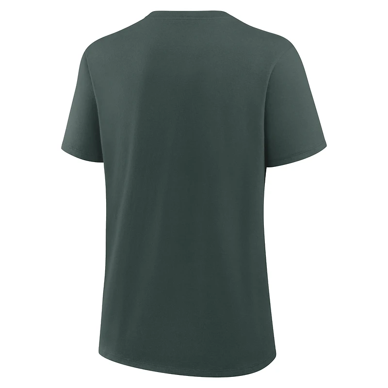 T-shirt Nike vert pour femmes avec logo principal des Spartans de l'Université d'État du Michigan