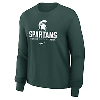 T-shirt à manches longues Nike vert Michigan State Spartans Primetime University Boxy pour femme