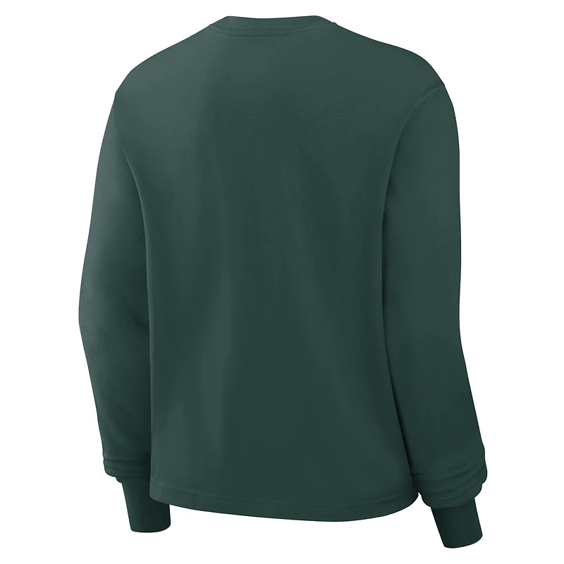 T-shirt à manches longues Nike vert Michigan State Spartans Primetime University Boxy pour femme