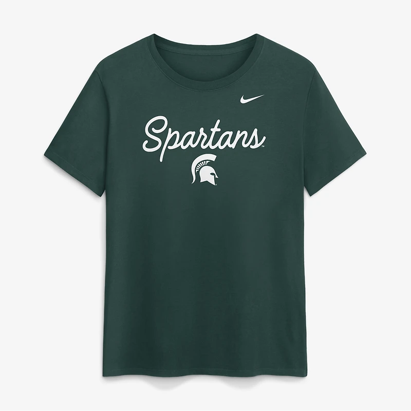 T-shirt Nike vert pour femmes, logo Script Mantra des Michigan State Spartans