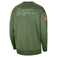 Women's Nike Olive Michigan State Spartans Military Collection All-Time Performance Crew Pullover Sweatshirt