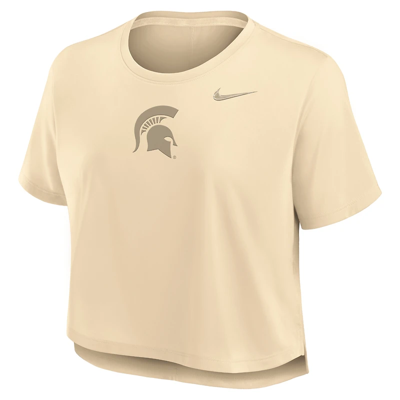 Women's Nike Tan Michigan State Spartans Performance Cropped T-Shirt