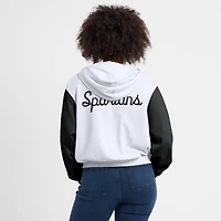 Women's Nike White Michigan State Spartans Cropped Color-Block Script Full-Zip Hoodie
