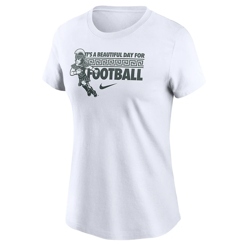 T-shirt de supporter Nike blanc pour femme des Spartans l'État du Michigan
