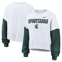 Sweat-shirt oversize à blocs de couleurs blanc pour femme des Spartans l'État du Michigan Nike