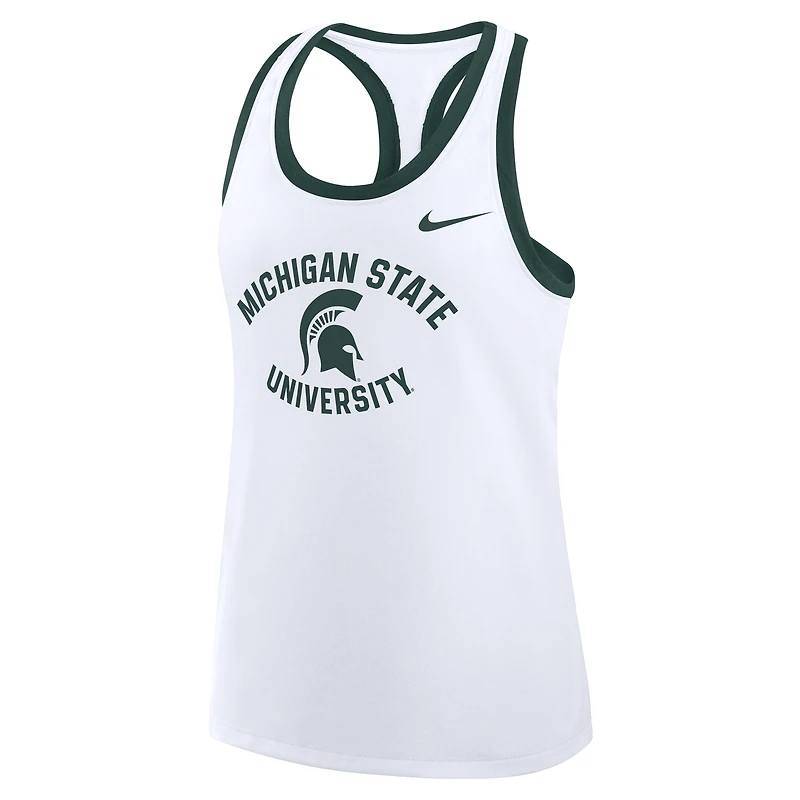 Women's Nike White Michigan State Spartans Uni Name Tri-Blend Dri-FIT Tank Top
