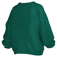 Women's Pressbox Green Michigan State Spartans Big Aug Script Janice Oversized Pullover Sweatshirt