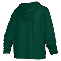 Women's Pressbox  Green Michigan State Spartans Castillo Slub Waist Length Long Sleeve Hooded T-Shirt