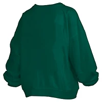 Women's Pressbox Green Michigan State Spartans Janise Arch Over Logo Waist Length Oversized Pullover Sweatshirt