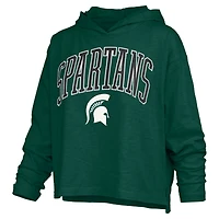 T-shirt à capuche manches longues Pressbox Green Michigan State Spartans Nelson Arch Over Logo pour femmes