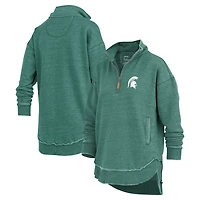 Women's Pressbox  Green Michigan State Spartans Northfork Sojourn Poncho Quarter-Zip Sweatshirt