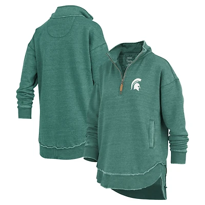 Women's Pressbox  Green Michigan State Spartans Northfork Sojourn Poncho Quarter-Zip Sweatshirt