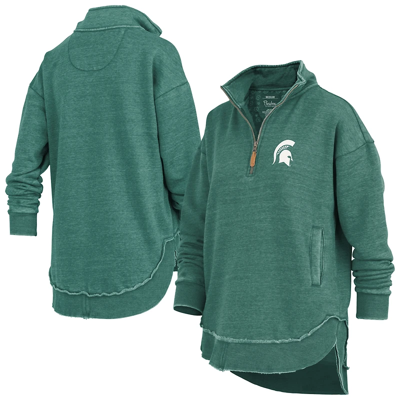 Sweat-shirt zippé quart de tour poncho Northfork Sojourn des Spartans l'État du Michigan pour femme, vert Pressbox