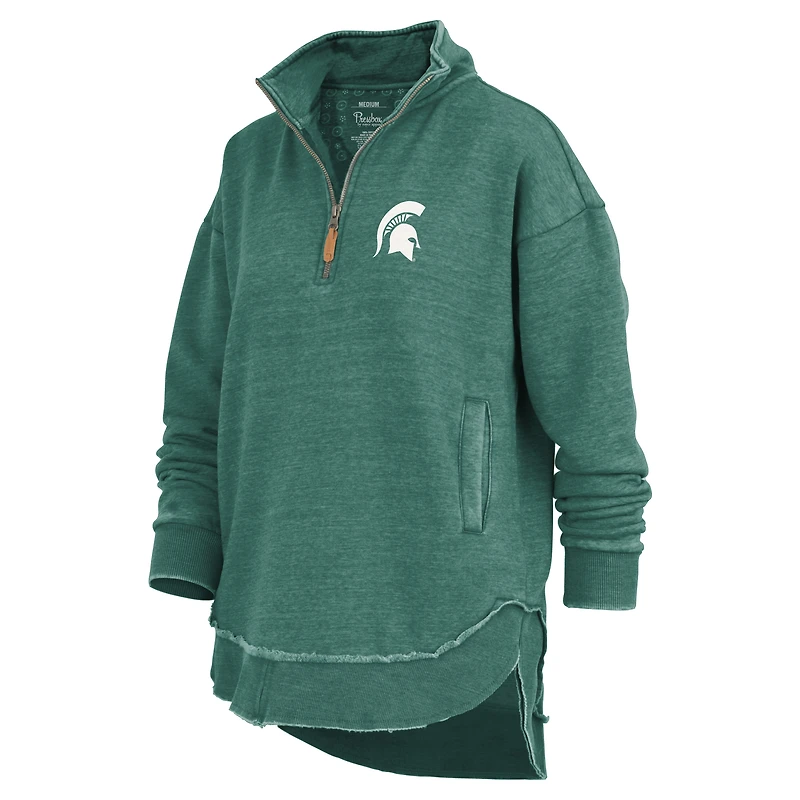 Sweat-shirt zippé quart de tour poncho Northfork Sojourn des Spartans l'État du Michigan pour femme, vert Pressbox