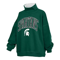 Women's Pressbox  Green Michigan State Spartans Oversized Mock Neck Sweatshirt