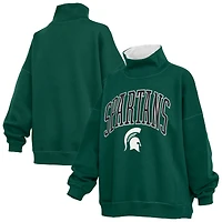 Women's Pressbox  Green Michigan State Spartans Oversized Mock Neck Sweatshirt