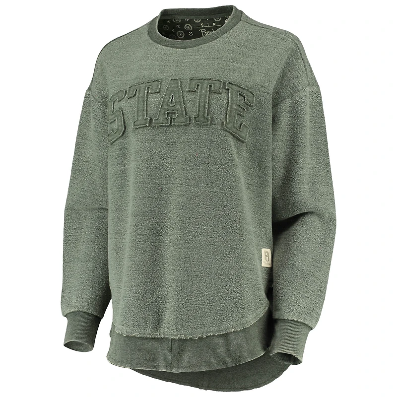 Women's Pressbox Green Michigan State Spartans Ponchoville Pullover Sweatshirt
