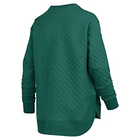 Women's Pressbox Green Michigan State Spartans Quilted Long Sleeve Pullover Sweatshirt
