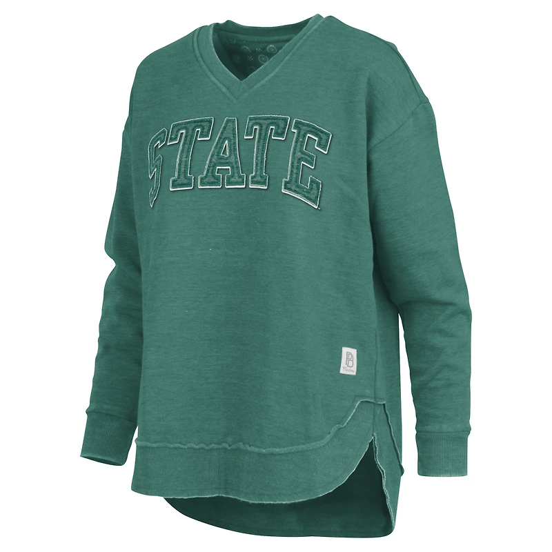 Women's Pressbox  Green Michigan State Spartans Westin Poncho V-Neck Pullover Sweatshirt