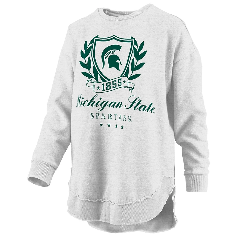 Women's Pressbox Heather Gray Michigan State Spartans Field Day Melange Poncho Pullover Sweatshirt