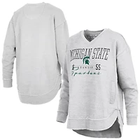 Women's Pressbox  Heather Gray Michigan State Spartans Marcus East Hall Poncho V-Neck Sweatshirt