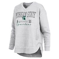 Women's Pressbox  Heather Gray Michigan State Spartans Marcus East Hall Poncho V-Neck Sweatshirt