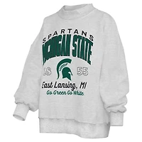 Women's Pressbox  Heather Gray Michigan State Spartans Reversible Sweatshirt