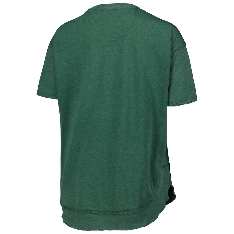 Women's Pressbox Heather Green Michigan State Spartans Arch Poncho T-Shirt