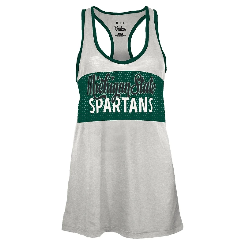 Débardeur à dos nageur Tracy pour femme, blanc/vert, style Pressbox, Michigan State Spartans