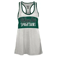 Débardeur à dos nageur Tracy pour femme, blanc/vert, style Pressbox, Michigan State Spartans