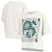 T-shirt oversize en velours flammé blanc Pressbox pour femmes, Michigan State Spartans Elena