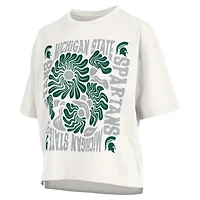 Women's Pressbox  White Michigan State Spartans Elena Oversized Slub T-Shirt