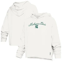 T-shirt à capuche manches longues Pressbox White Michigan State Spartans Faye pour femmes