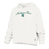 Women's Pressbox  White Michigan State Spartans Faye Long Sleeve Hooded Slub T-Shirt