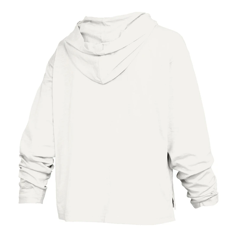 Women's Pressbox White Michigan State Spartans Faye Long Sleeve Hooded Slub T-Shirt
