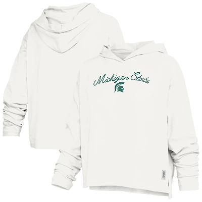 T-shirt à capuche manches longues Pressbox White Michigan State Spartans Faye pour femmes