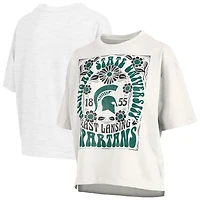T-shirt surdimensionné blanc à imprimé flammé Harmony pour femme, Michigan State Spartans