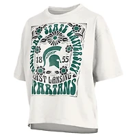 T-shirt surdimensionné blanc à imprimé flammé Harmony pour femme, Michigan State Spartans